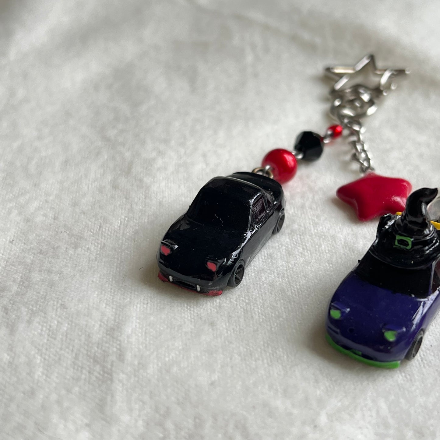 BLEEP BLOP Halloween Miata Beaded Keychain