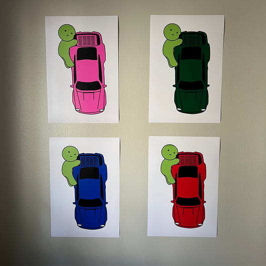 Hugging Red Porsche 911 (964) Turbo Poster