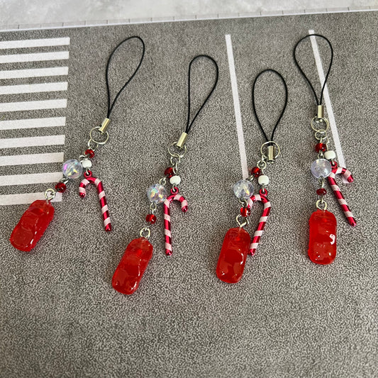 Candycane Miata Beaded Phone Charm