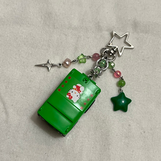 Kitty Bus Beaded Keychain