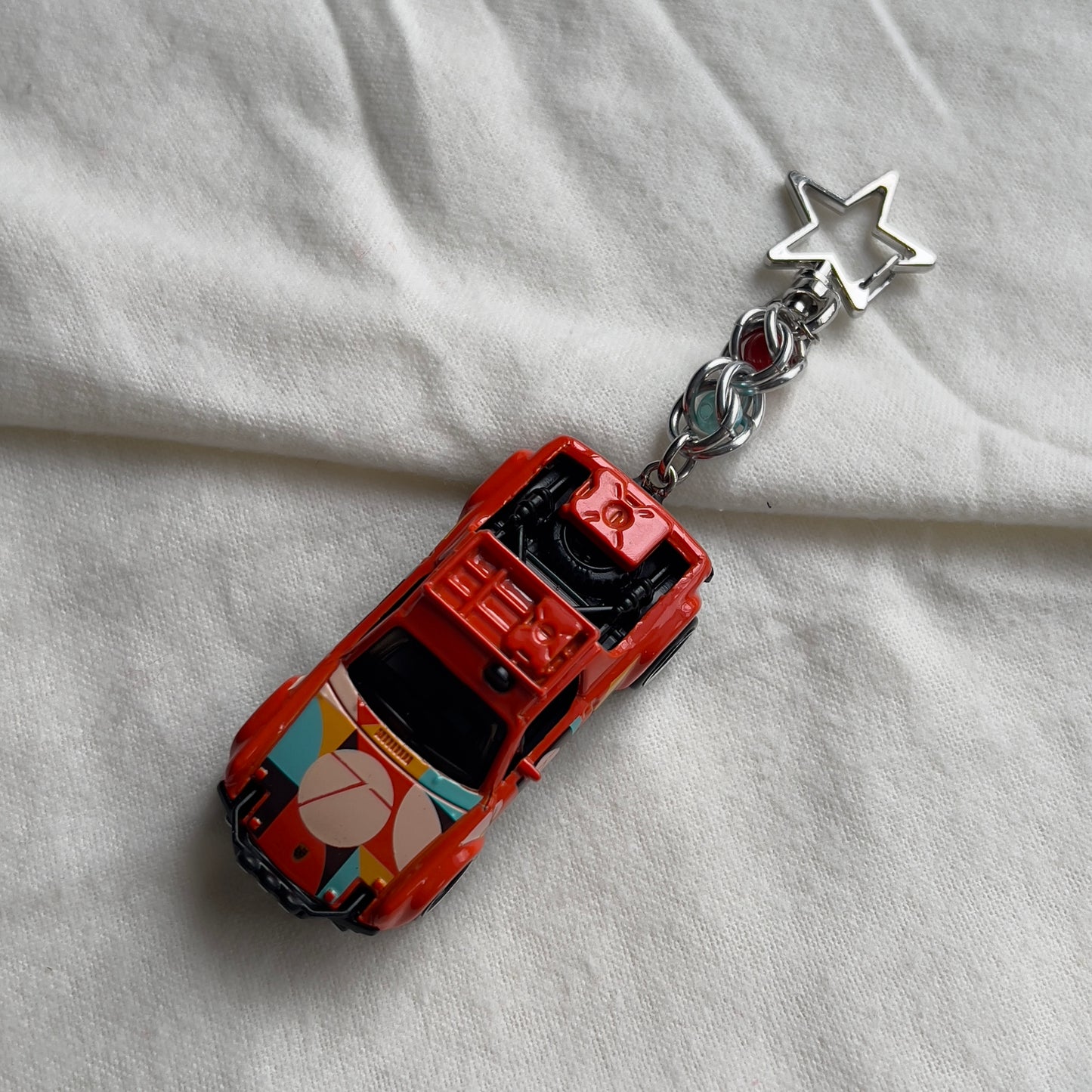 Porsche 914 Safari Beaded Keychain