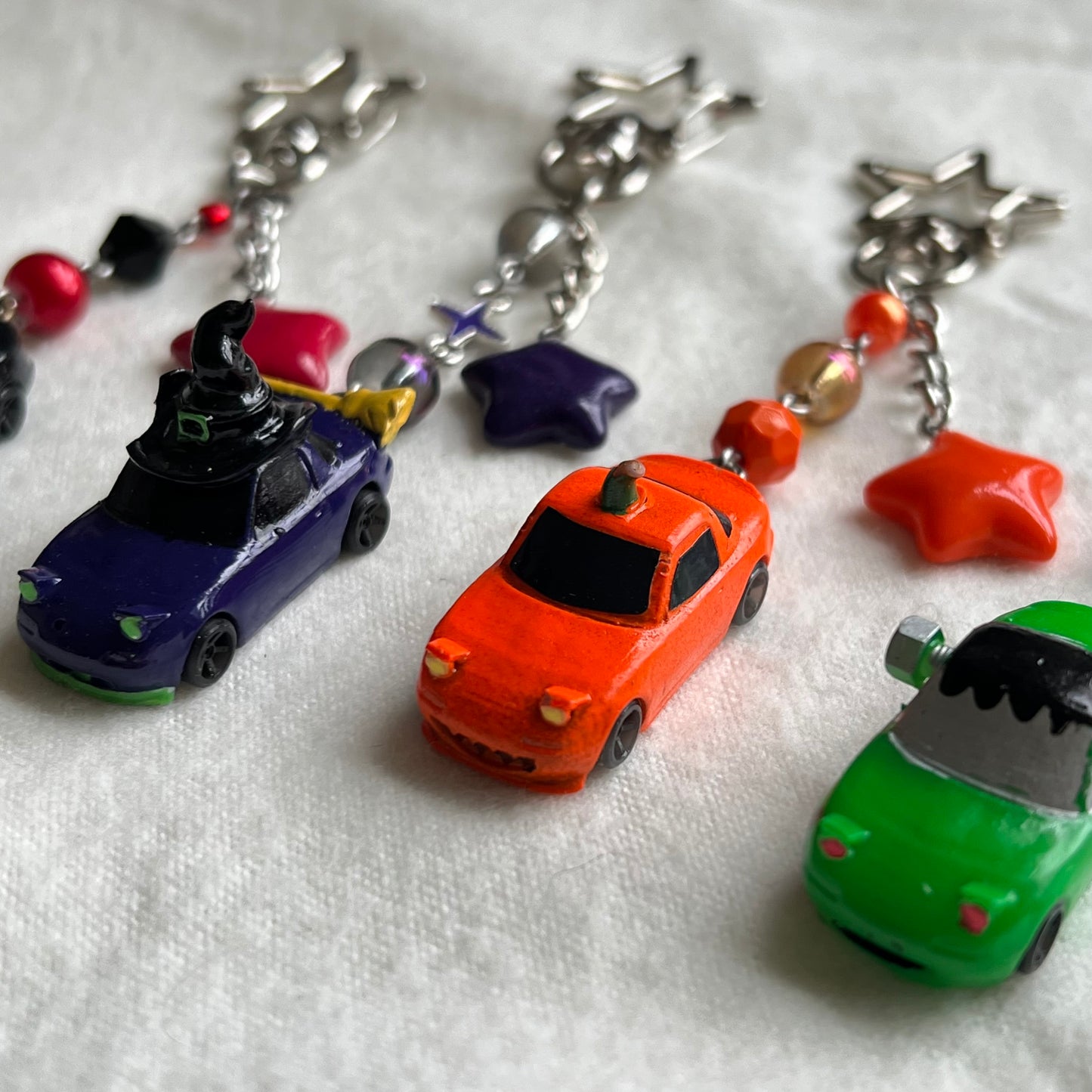 BLEEP BLOP Halloween Miata Beaded Keychain
