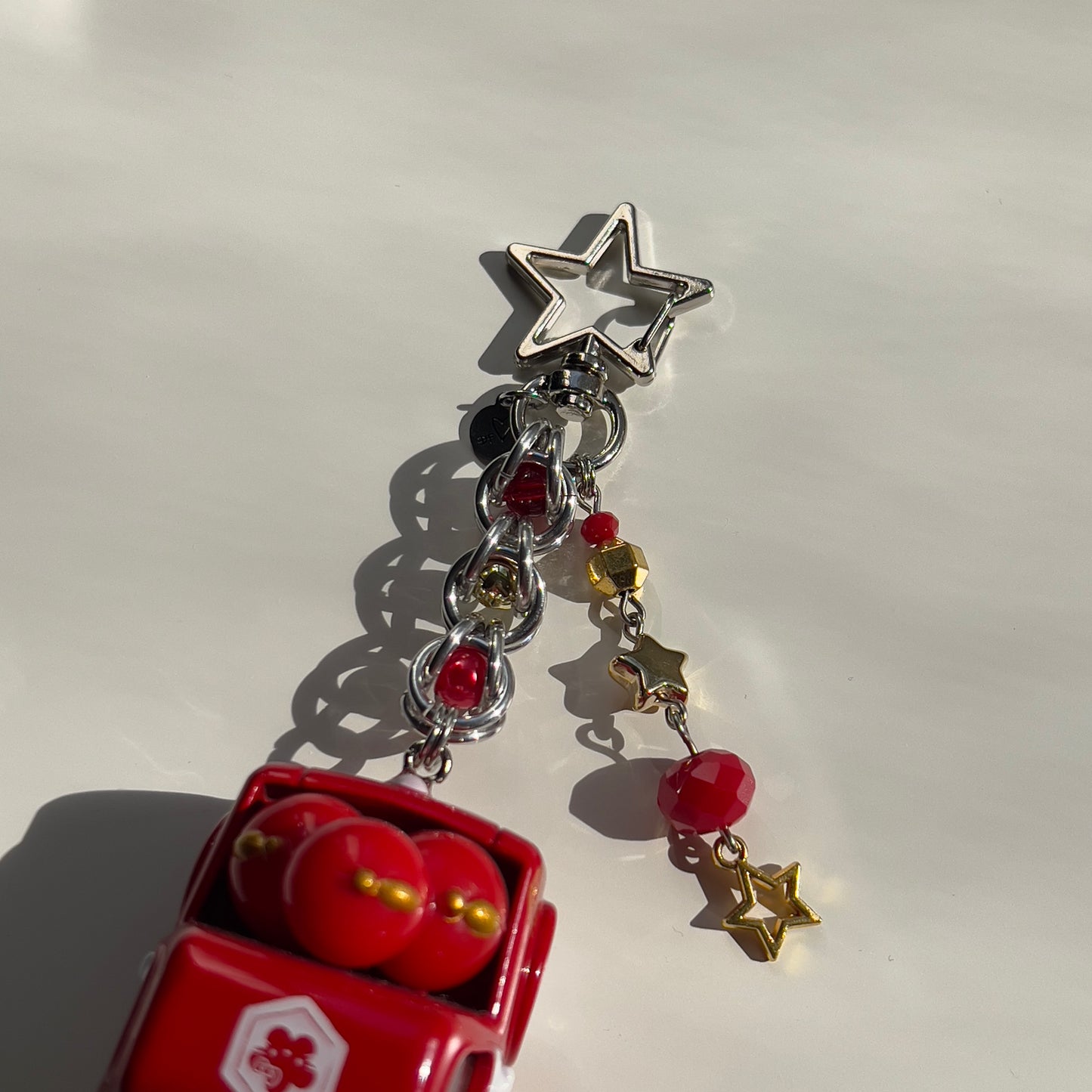 Golden Apples Beaded Keychain