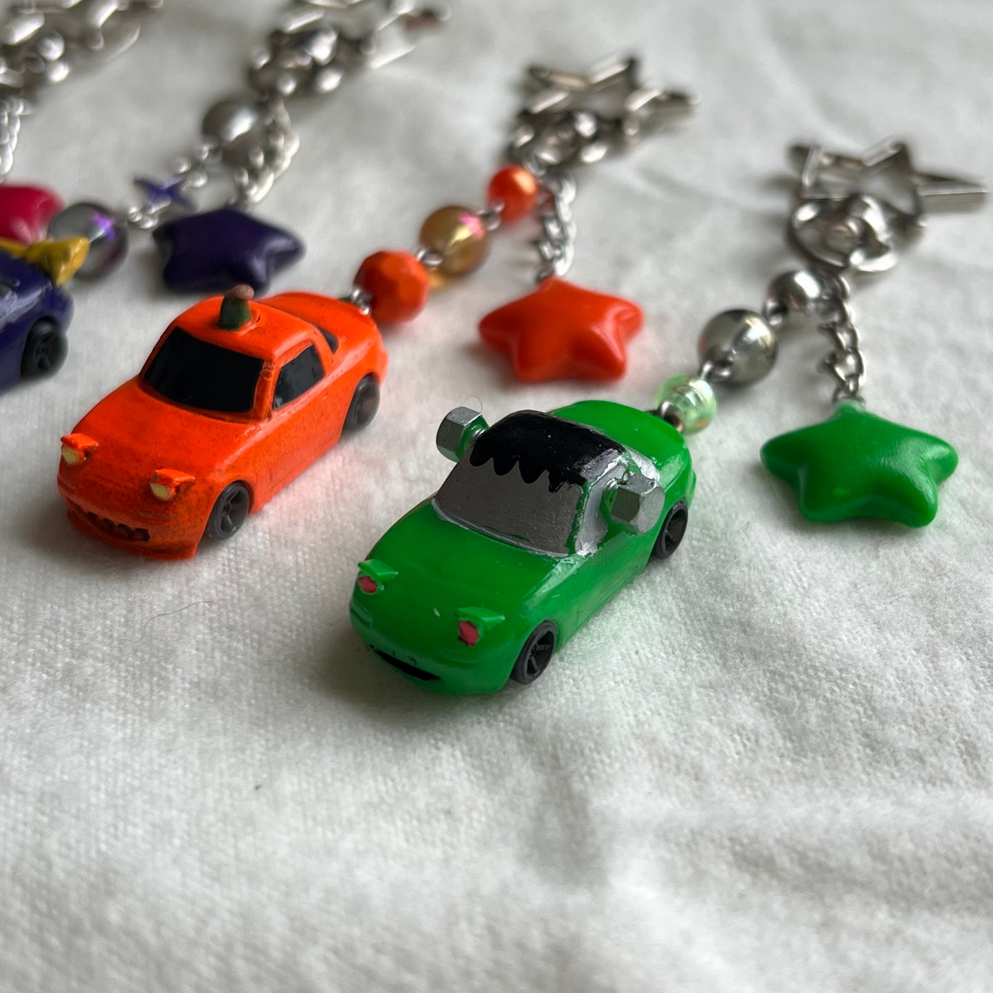 BLEEP BLOP Halloween Miata Beaded Keychain