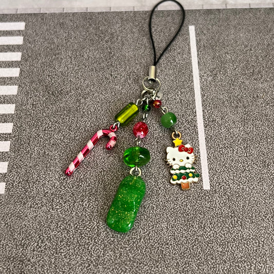 NA Miata Xmas Kitty Beaded Phone Charm