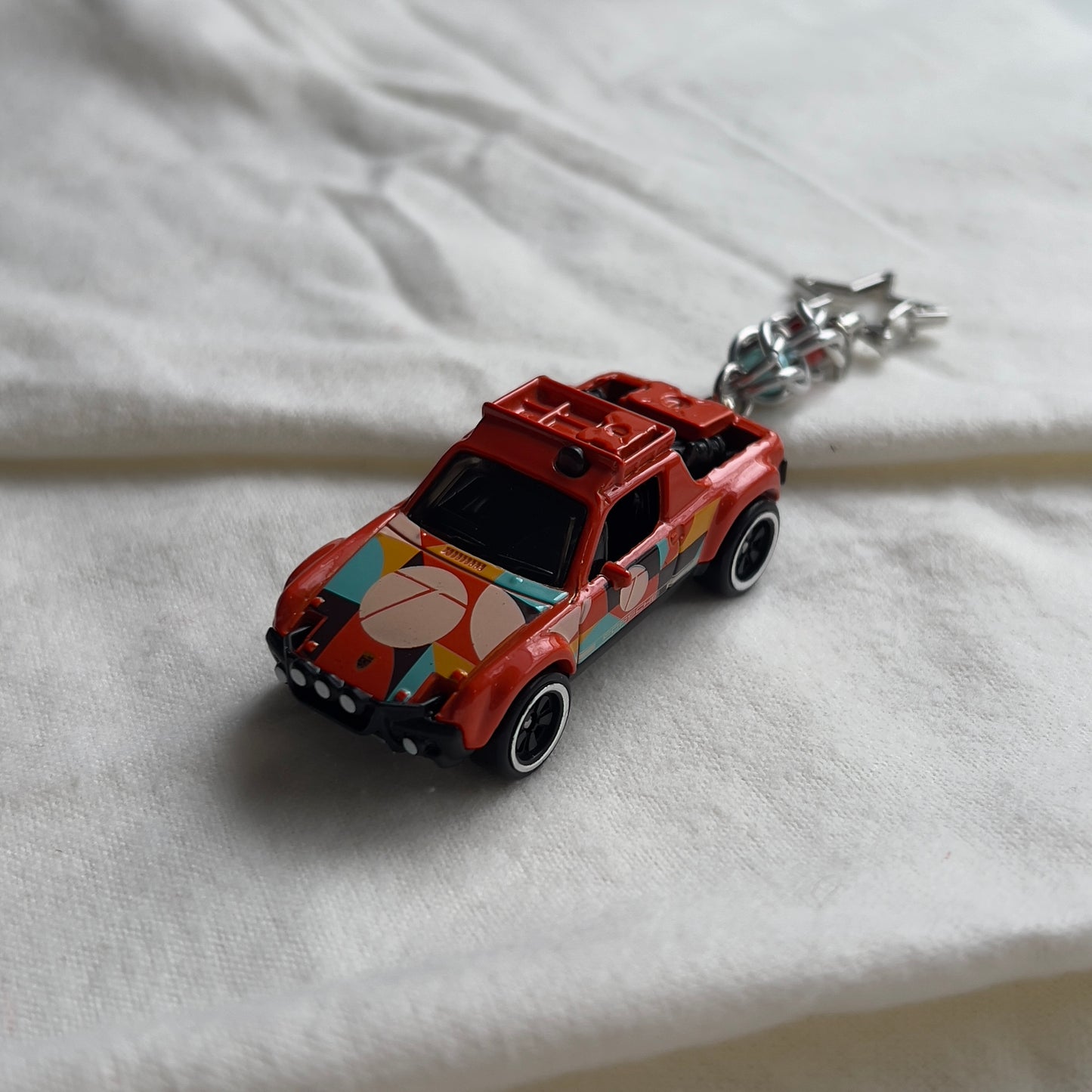 Porsche 914 Safari Beaded Keychain