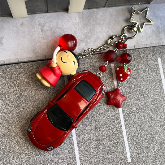 Porsche Cayman Balloon Boy Beaded Keychain