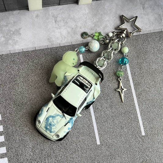 Porsche RWB 993 x Green Buddy Beaded Keychain