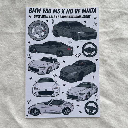 BMW F80 M3 X ND RF Miata Sticker Sheet
