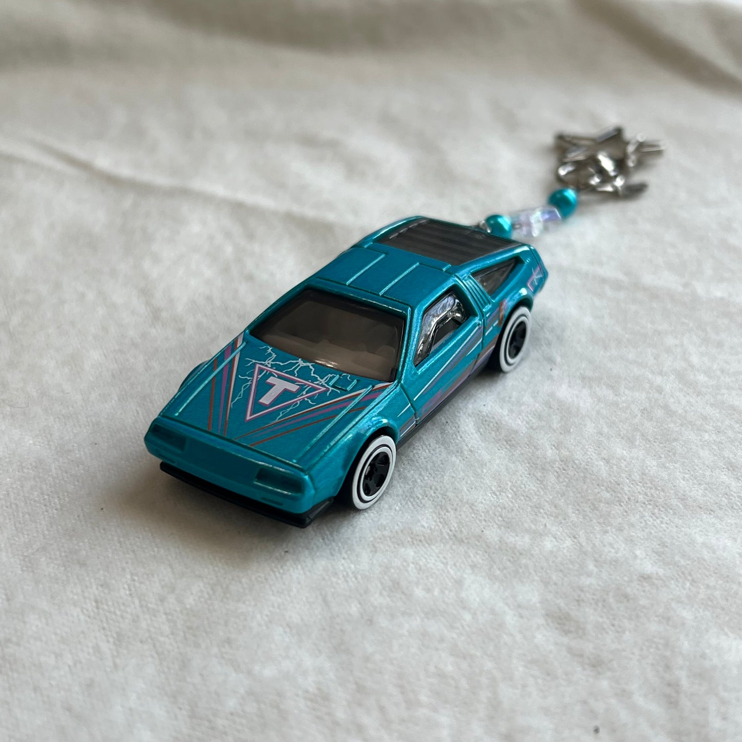 Delorean Beaded Keychain