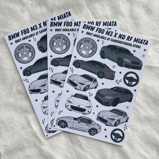 BMW F80 M3 X ND RF Miata Sticker Sheet
