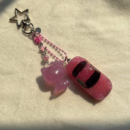 NA Miata & Kitty Beaded Keychain