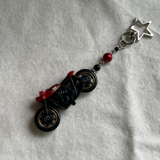 Red Honda Bike Beaded Keychain