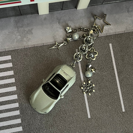 ND RF Miata Silver Beaded Keychain