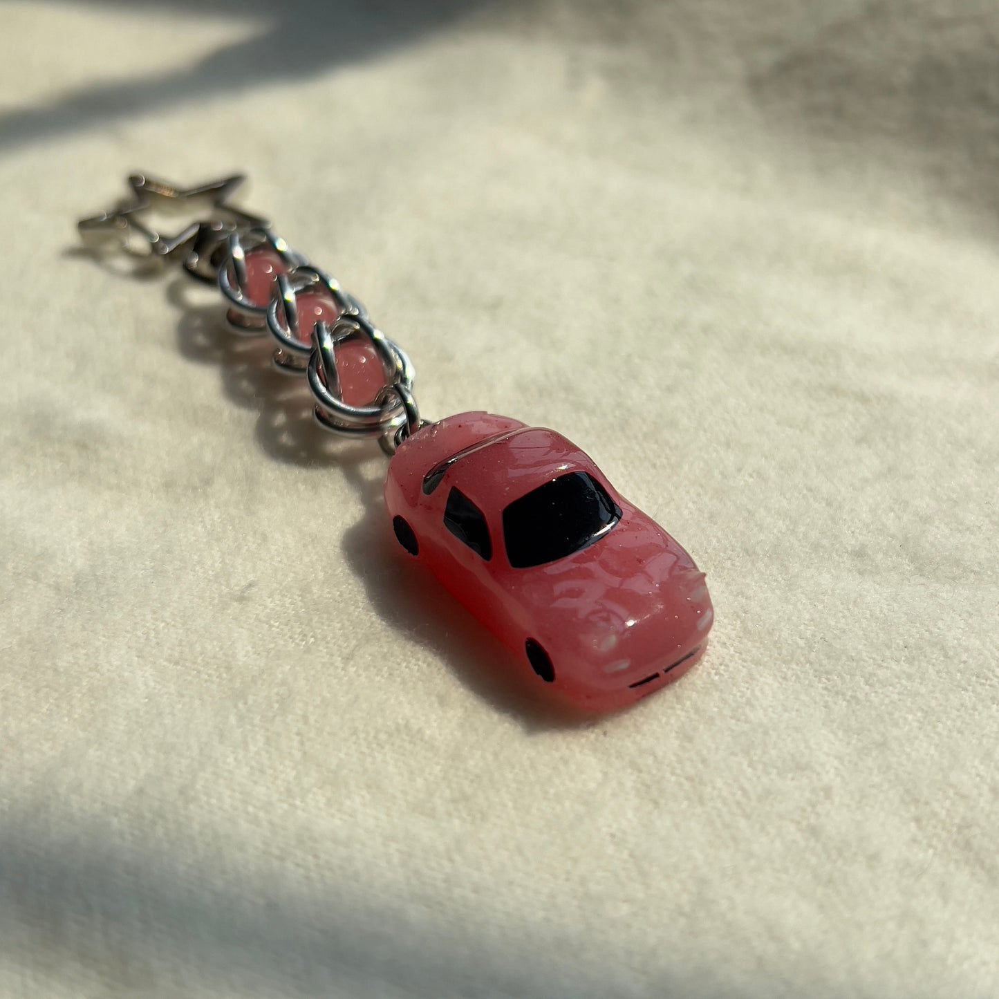Pink Mini NA Miata Beaded Keychain