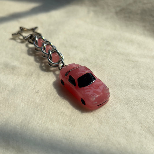 Pink Mini NA Miata Beaded Keychain