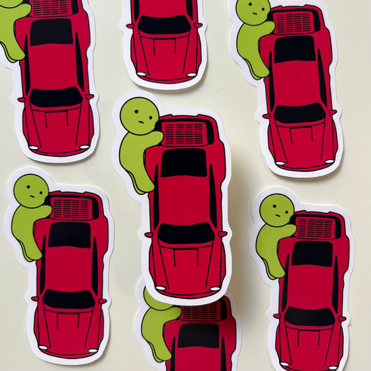 Hugging Red Porsche 911 (964) Stickers