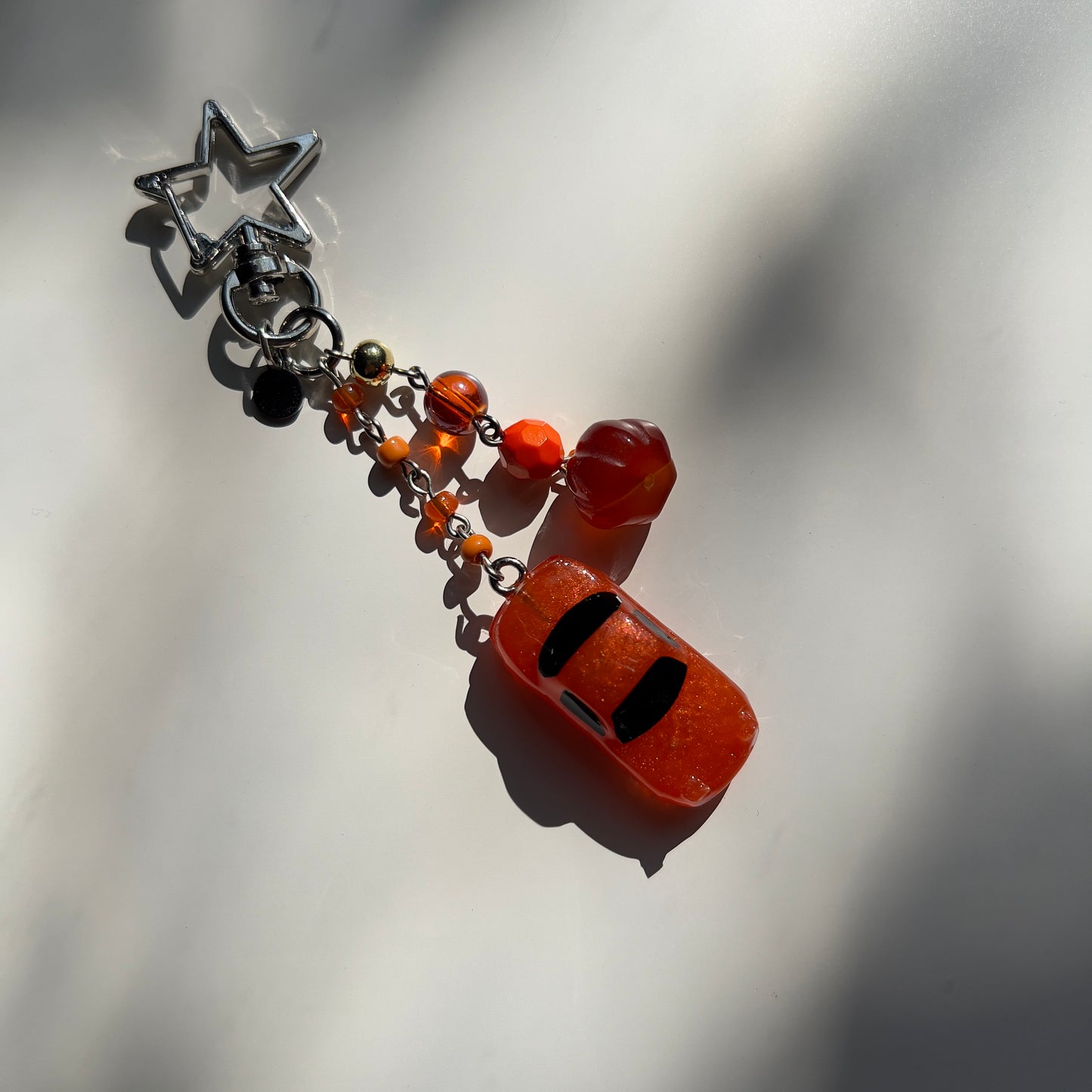 Pumpkin X Miata Beaded Keychain