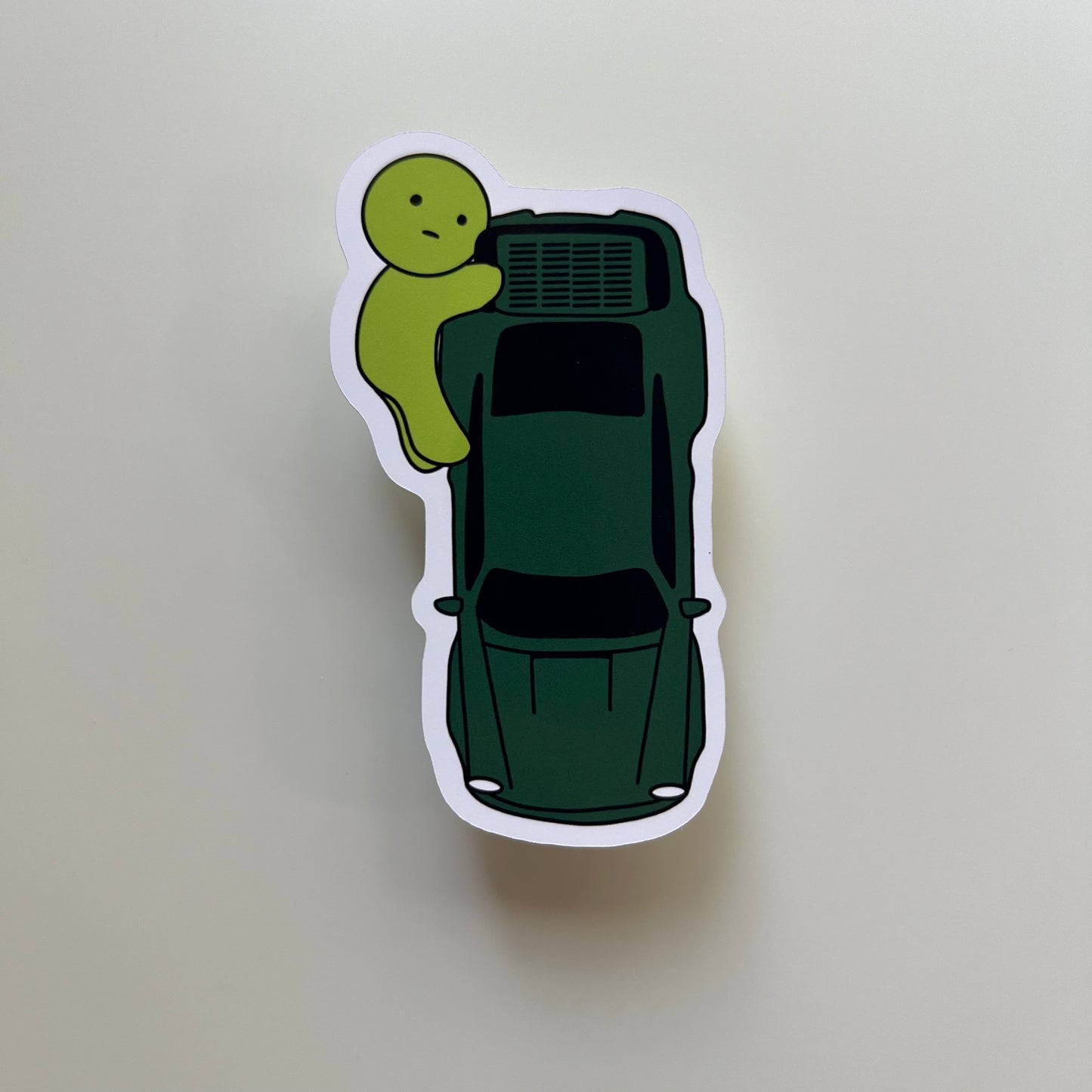 Hugging Green Porsche 911 (964) Sticker