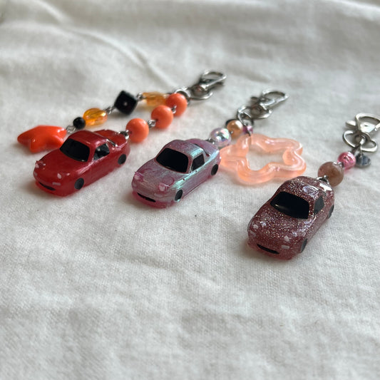 Pink/Orange NA Miata Beaded Keychain