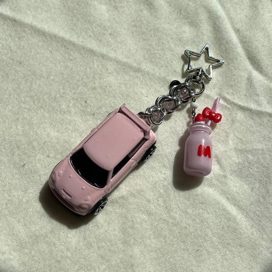 Mini Cooper Milkshake Beaded Keychain