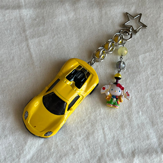 Porsche 918 Spyder & Kitty Beaded Keychain