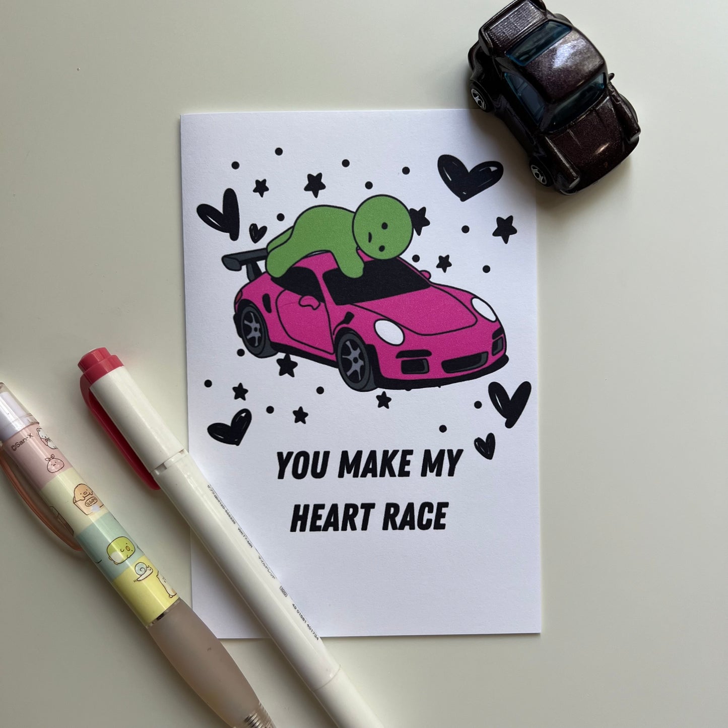 Hugging Porsche GT3 RS Valentine's Day Card