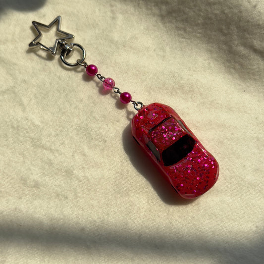 Pink ND RF Miata Beaded Keychain