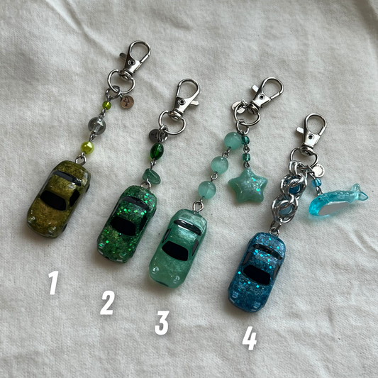 Blue Green NA Miata Beaded Keychain