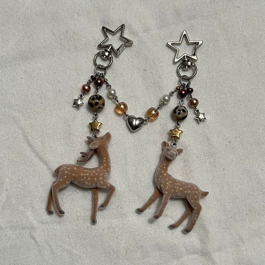 Deer Matching Pair Beaded Keychains