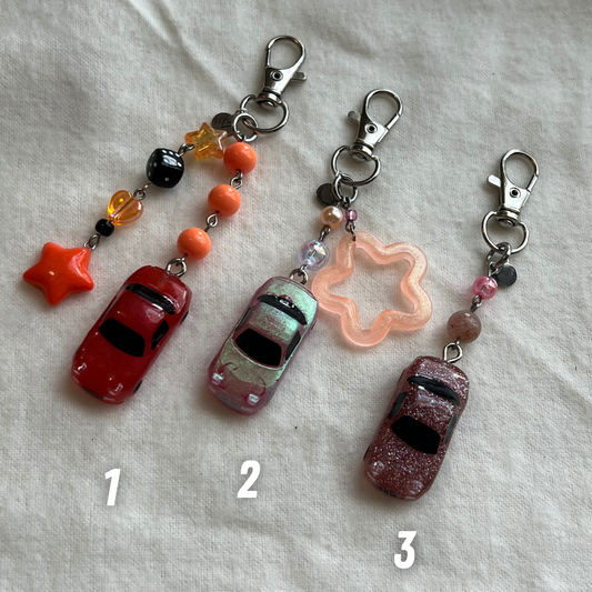 Pink/Orange NA Miata Beaded Keychain