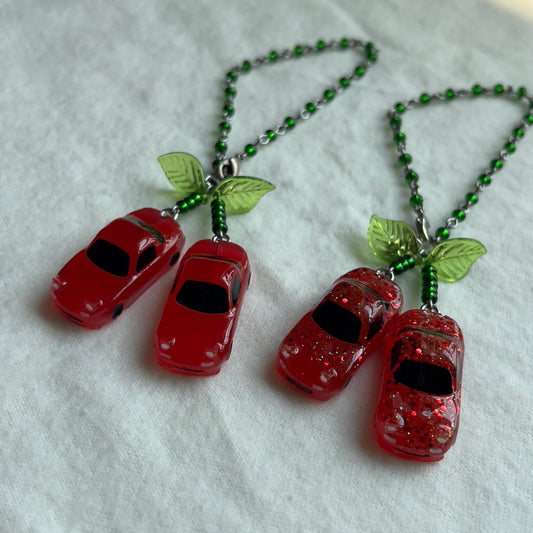 Cherry Miata Beaded Rear View Mirror Hanging / Bag Charm