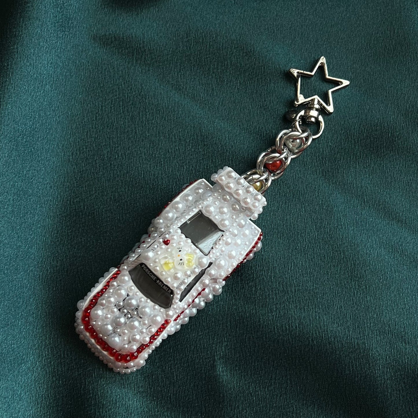 Rhinestone Porsche 935 K3 Beaded Keychain