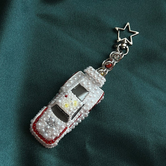Rhinestone Porsche 935 K3 Beaded Keychain