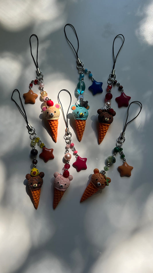 Ice Cream Bear Phone Charm