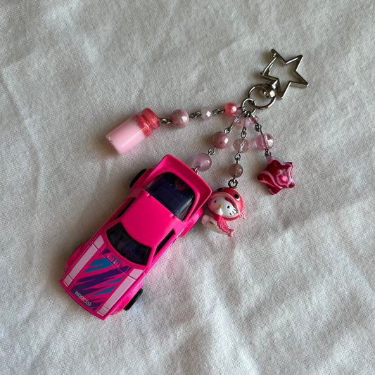 Mazda RX-7 & Kitty Beaded Keychain