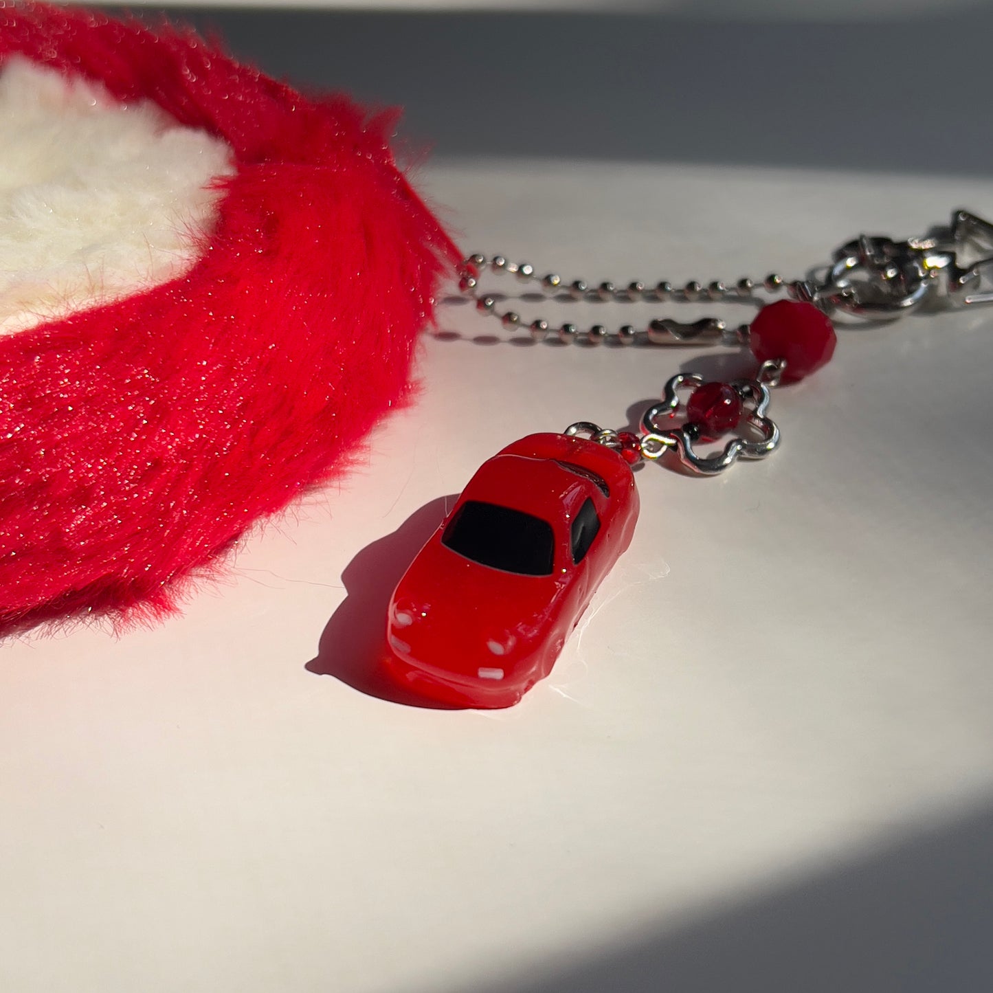 Apple Miata Beaded Pouch Keychain