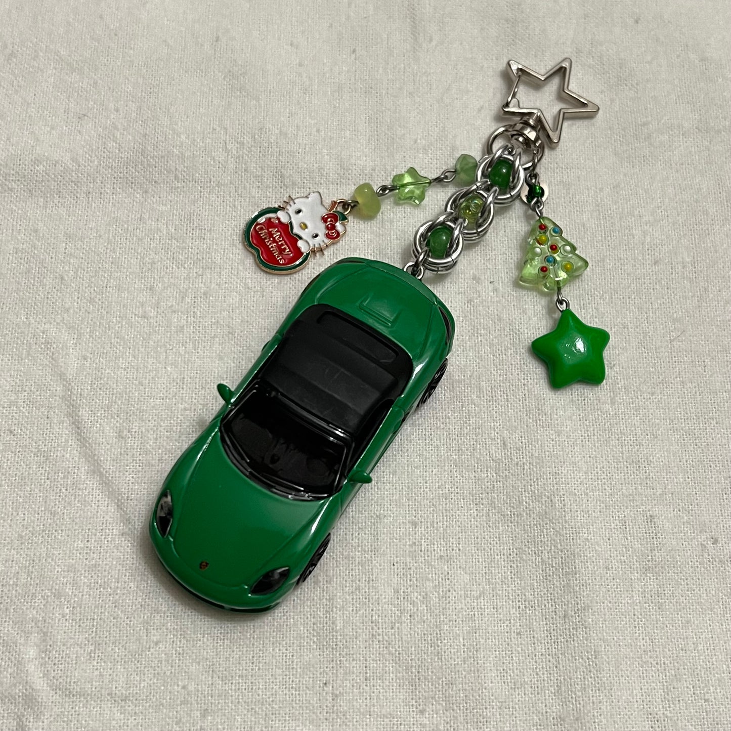 Porsche 718 Boxster x Kitty Beaded Keychain