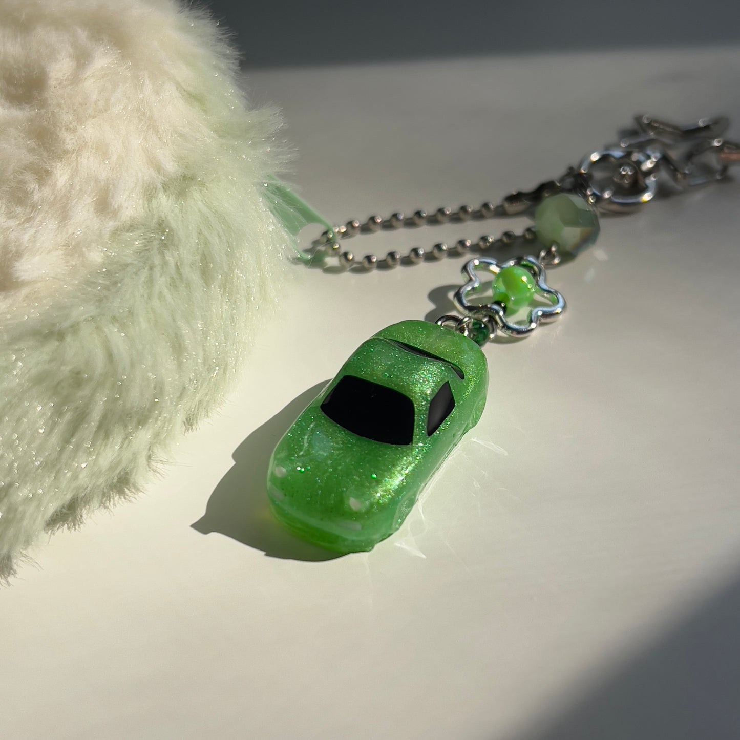 Apple Miata Beaded Pouch Keychain