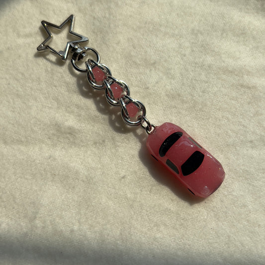 Pink Mini NA Miata Beaded Keychain