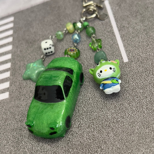 NA Miata x Alien Kitty Beaded Keychain