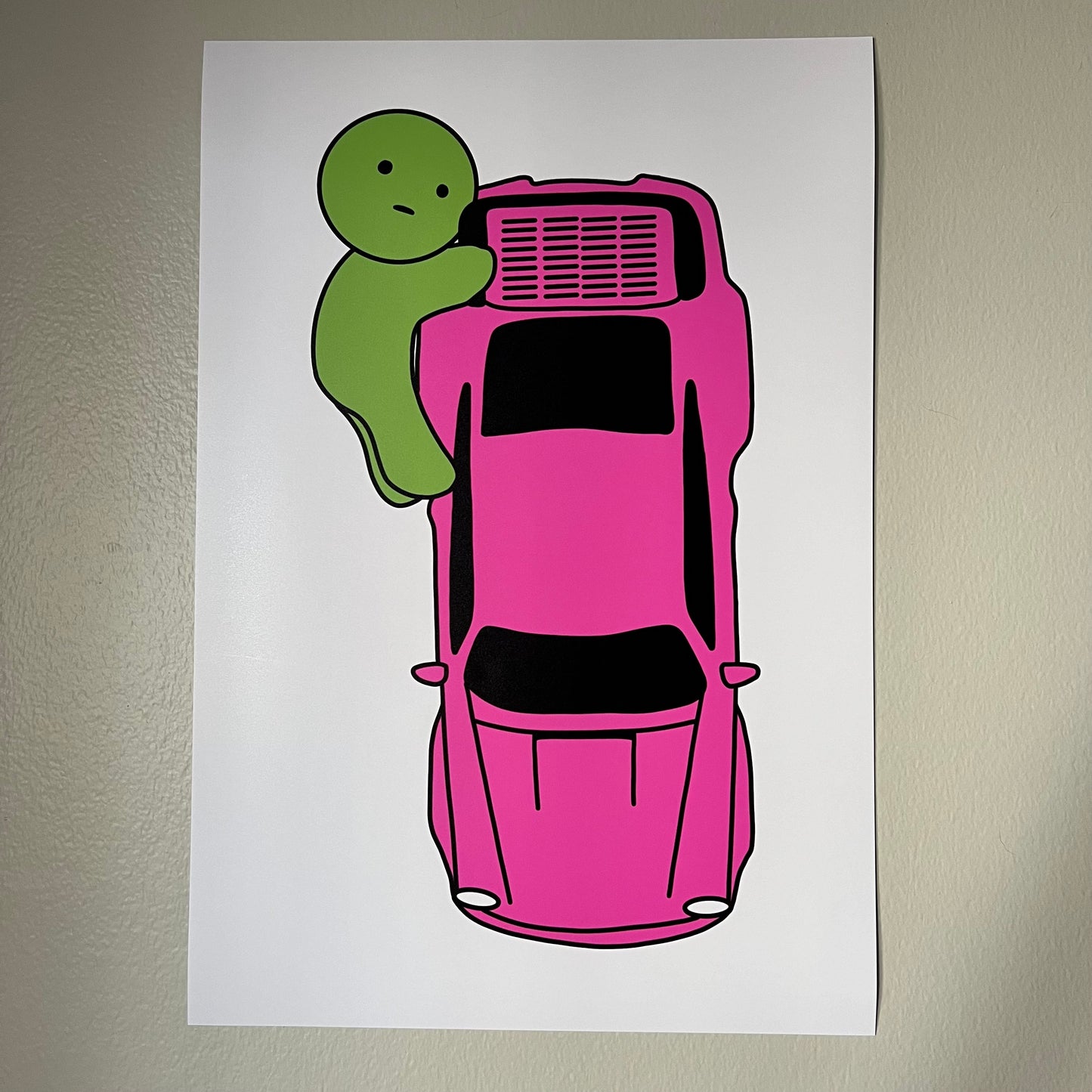 Hugging Pink Porsche 911 (964) Turbo Poster