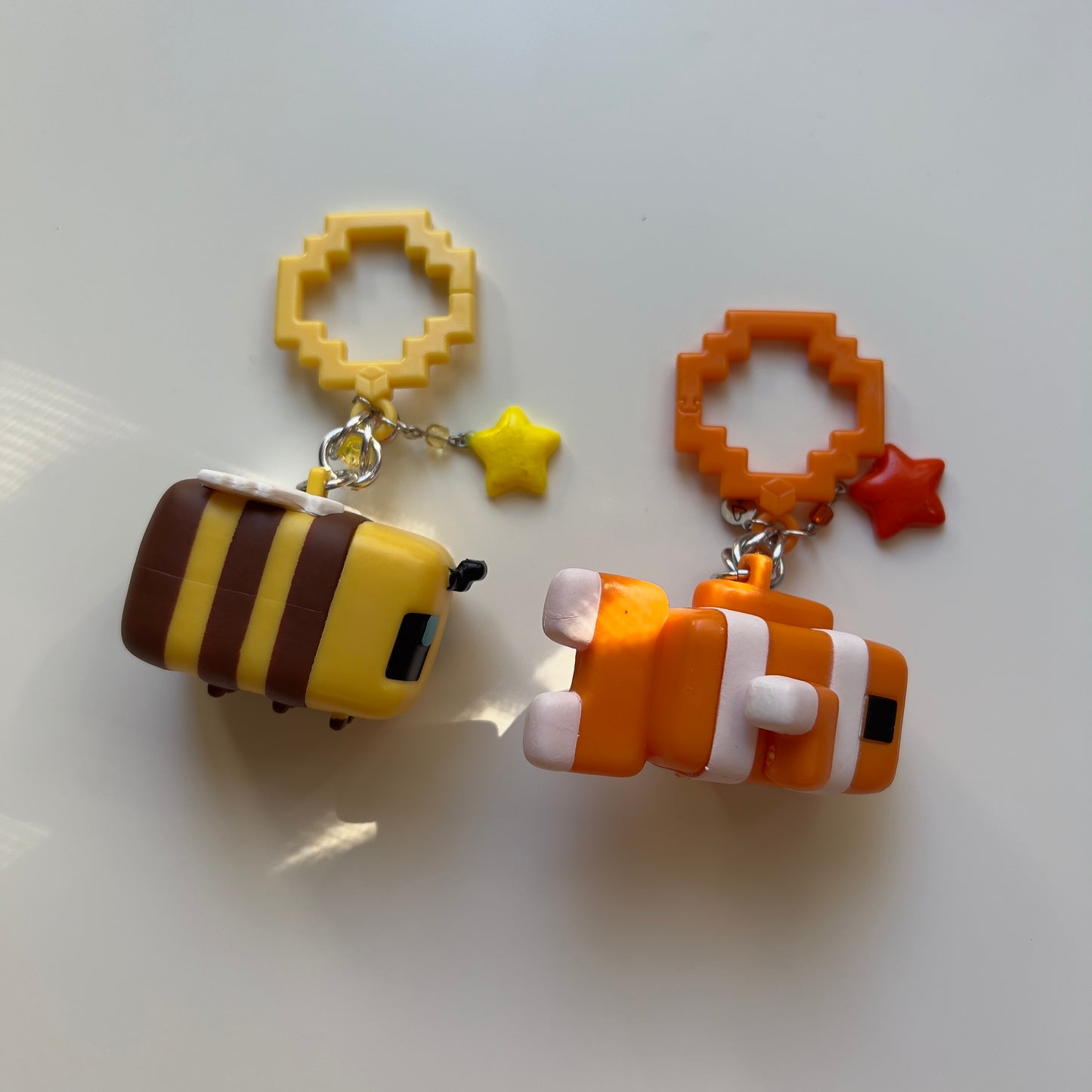 Block Bee and Fish Beaded Keychain