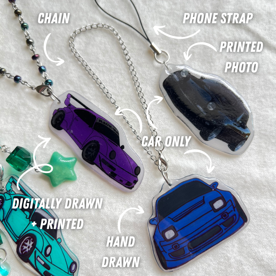 Build Your Dream Hand Drawn Car Keychain (Custom Order)