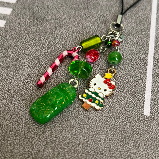 NA Miata Xmas Kitty Beaded Phone Charm