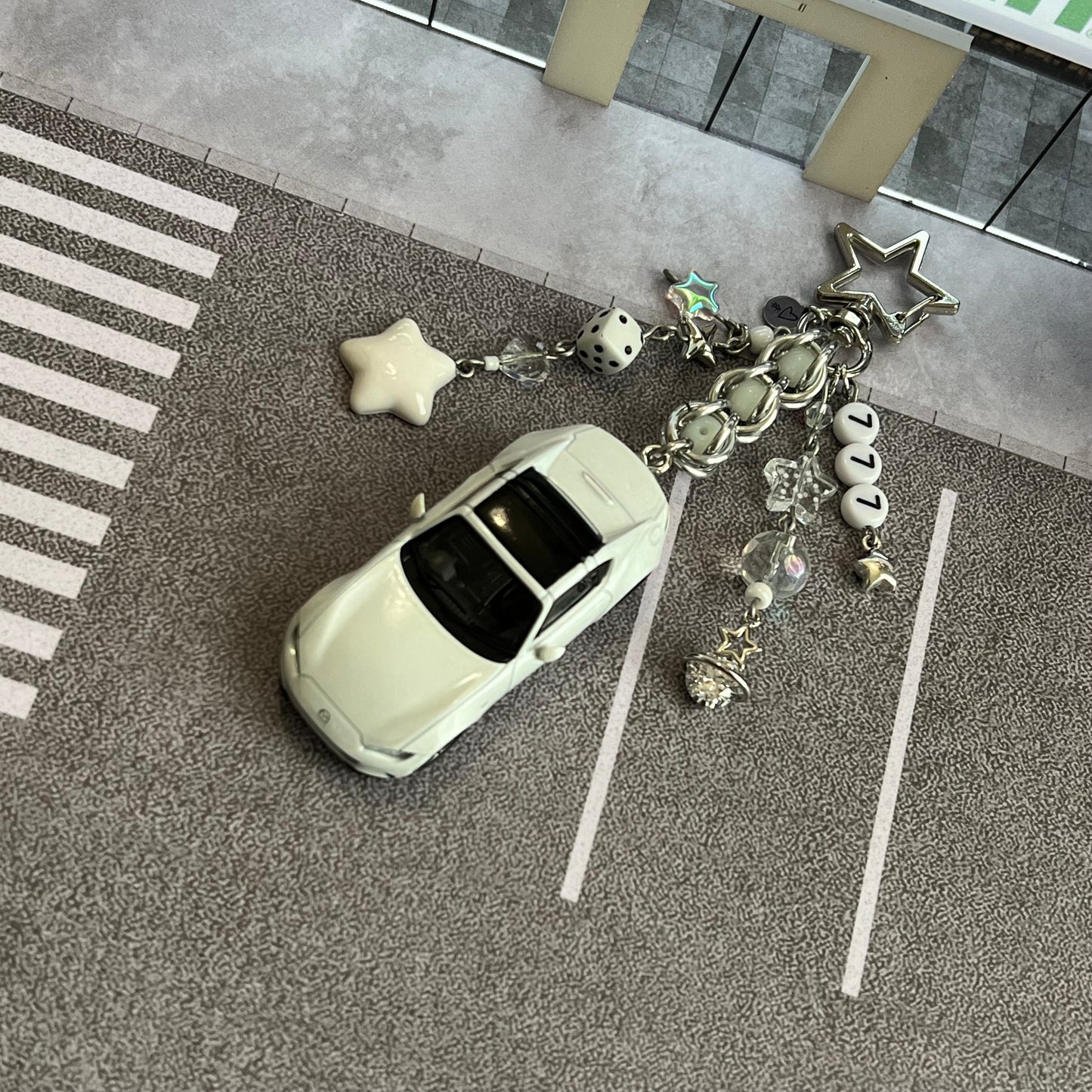 ND RF Miata White Beaded Keychain