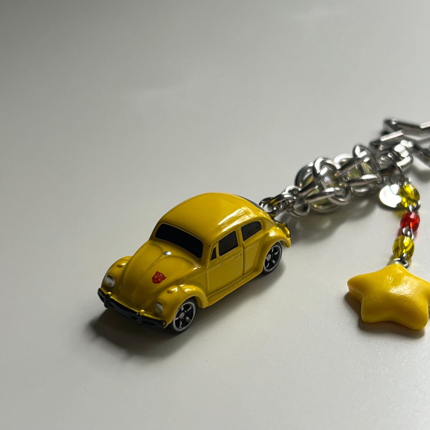 Volkswagen Beetle Bumblebee Beaded Keychain