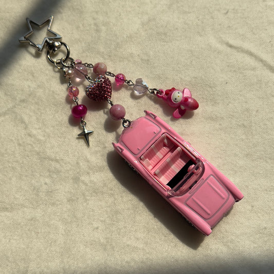 Corvette & Fairy Kitty Beaded Keychain