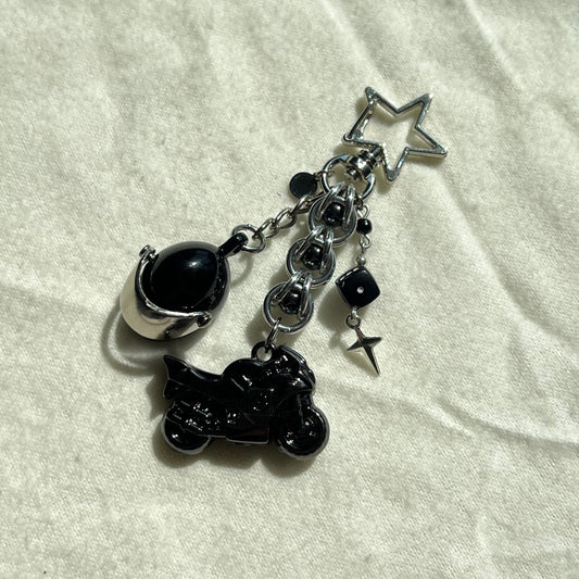 Motorcycle & Helmet Beaded Keychain