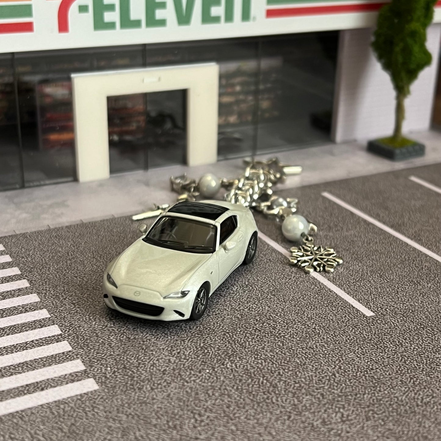 ND RF Miata Silver Beaded Keychain